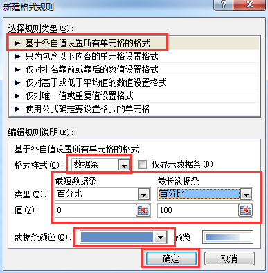 Excel中的数据按百分比自动填充颜色方法介绍，简单明了