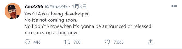 R星舅舅党发推表示《GTA6》开发中 发售时间未知