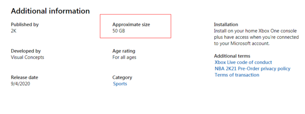 Xbox版《NBA 2K21》容量大小曝光 50GB，中规中矩