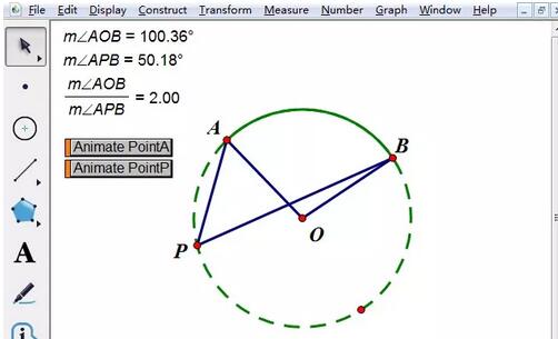 几何画板做出圆周角定理演示动画的详细步骤截图