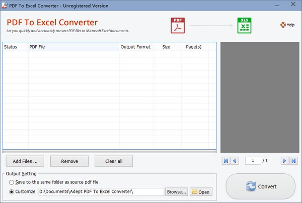 Adept PDF to Excel Converter(PDF转Excel转换器)